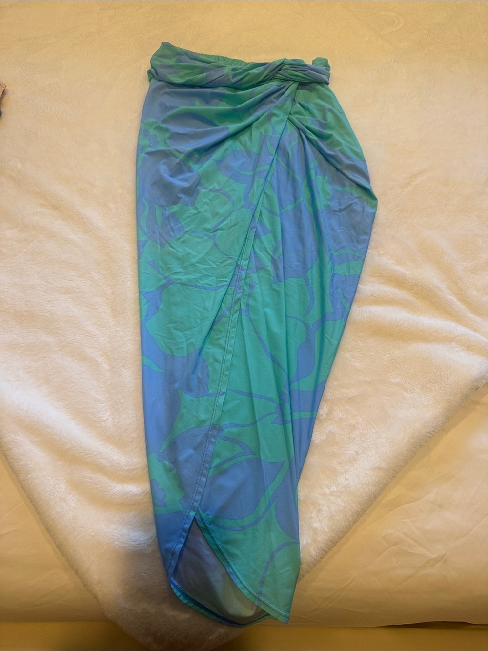 Source Unknown Green and Blue Floral-Print Sarong Cover-Up